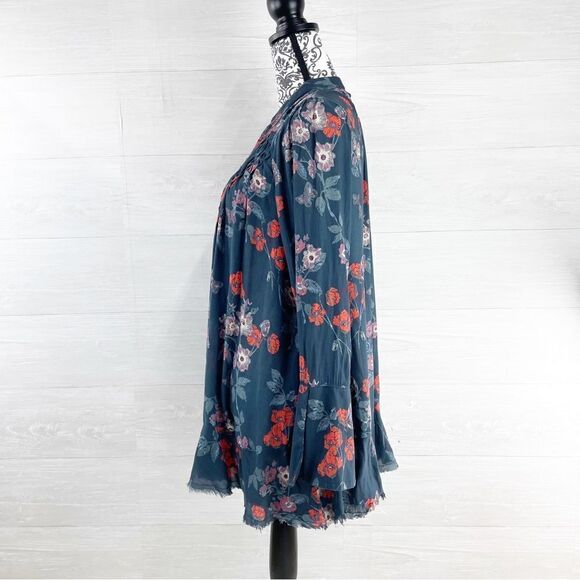 Free People Pebble Crepe So Fine Smocked Floral Tunic Top - Picture 7 of 10